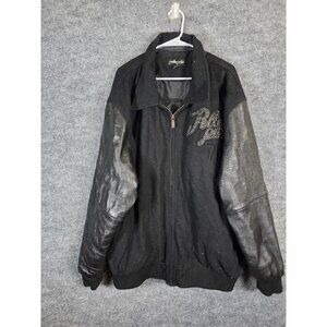 Pelle Pelle Jacket Mens 4XL Black Wool Leather Varsity Legendary Studded Logo